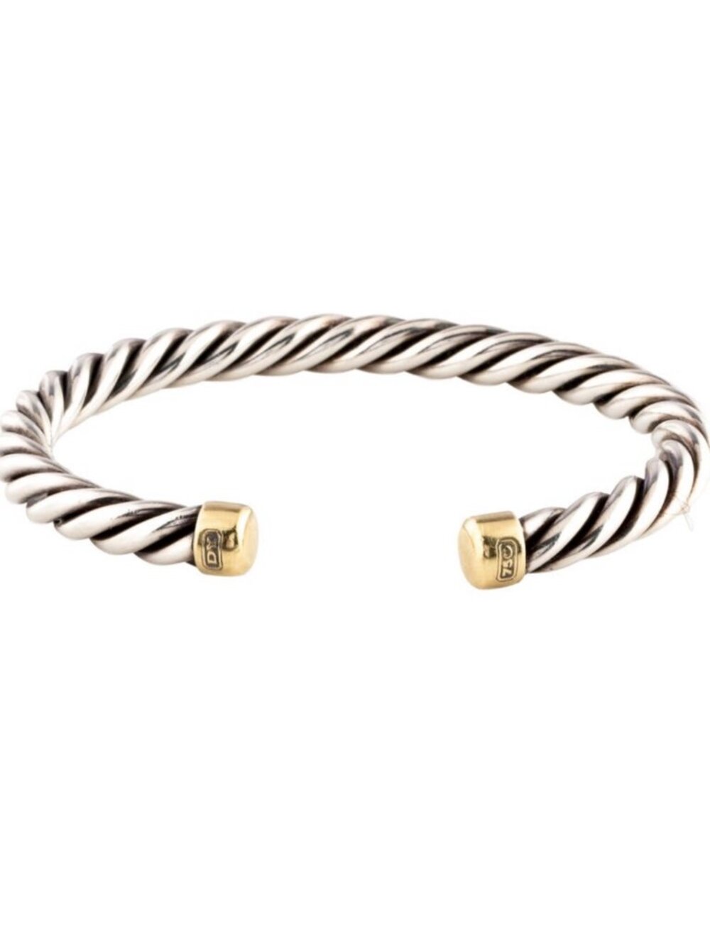 DAVID YURMAN STERLING SILVER 925 & 18K 750 YELLOW GOLD CABLE CUFF BRACELET